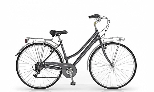 Biciclette da città : Bicicletta MBM Central da donna telaio in lega di alluminio (Grigio fumo)