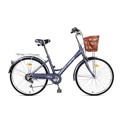 Biciclette da città : Bicicletta per Adulti a 6 velocit da 24 Pollici per Studentessa Bicicletta da Donna per pendolari per Adulti ordinario-Grigio_53 cm (175 cm-180 cm)