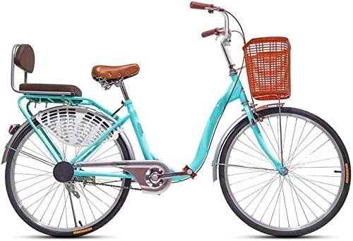 Biciclette da città : Biciclette da pendolarismo maschile e femminile in giro for l'isolato Bicicletta da spiaggia a velocità singola con cestino della spesa for anziani, uomini, unisex ( Color : Blue , Size : 24 inch )