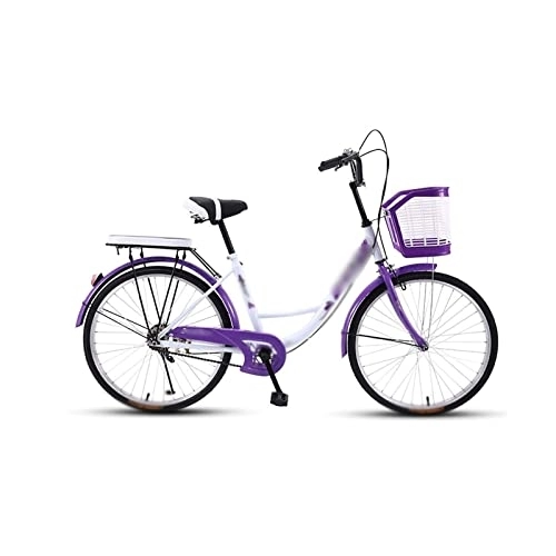 Biciclette da città : Bicycles for Adults Bicycle 24 Inch Commuter City Bike Retro Lady Students Leisure Light Colorful Car Safer