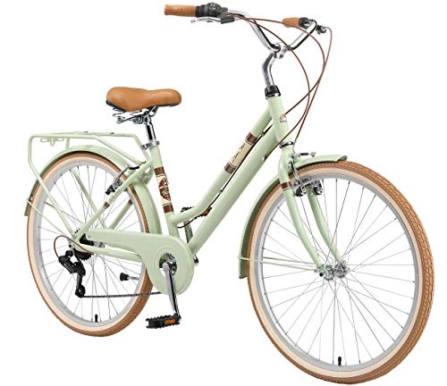 Biciclette da città : BIKESTAR Bici da Città Citybike in Alluminio 28" | 7 velocità Shimano Bici Retro Vintage Donna | Menta