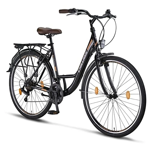 Biciclette da città : Chillaxx Bike Strada Premium City Bike da 26 e 28 pollici, bicicletta per ragazze, ragazzi, uomini e donne, cambio a 21 marce, bicicletta olandese (28 pollici, freno a V nero)