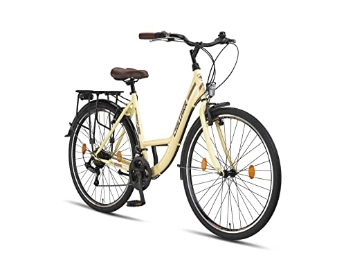 Biciclette da città : Chillaxx Bike Strada Premium City Bike da 26 e 28 pollici, bicicletta per ragazze, ragazzi, uomini e donne, cambio a 21 marce, bicicletta olandese (freno a V beige, 26 pollici)