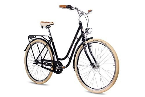 Biciclette da città : CHRISSON '28 Pollici Vintage City Bike da Ciclismo Bicicletta N Lady con 3 G Shimano Nexus Nero