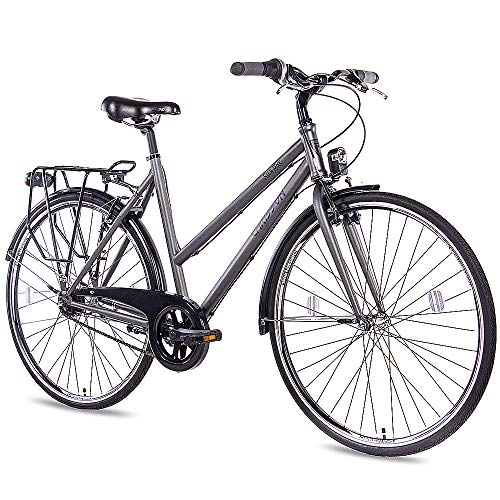 Biciclette da città : Chrisson City One - City One da donna, 28 pollici, antracite opaco, 50 cm, con cambio Shimano Nexus a 7 marce, pratica bicicletta da città per donne