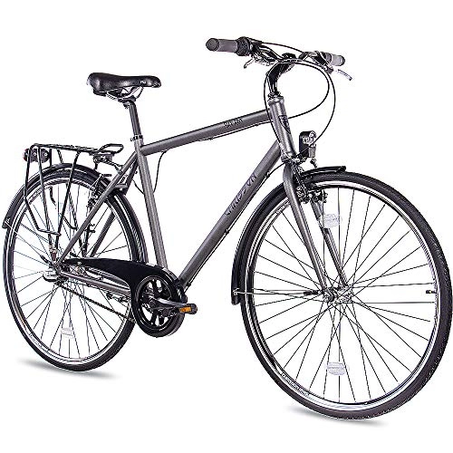 Biciclette da città : Chrisson City One - City One da uomo da 28 pollici, antracite opaco, 53 cm, con cambio Shimano Nexus a 3 marce, pratica bicicletta da città per uomo