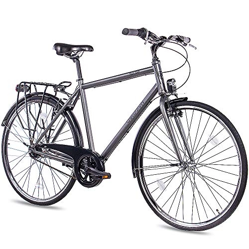 Biciclette da città : Chrisson City One - City One da uomo da 28 pollici, antracite opaco, 53 cm, con cambio Shimano Nexus a 7 marce, pratica bicicletta da città per uomo