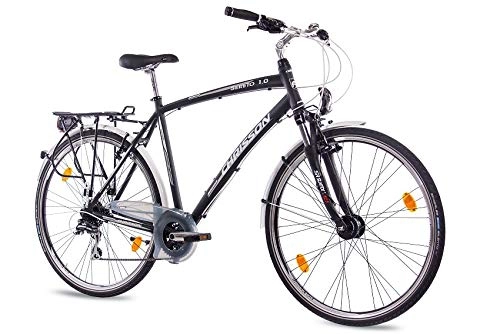 Biciclette da città : Chrisson Sereto 1.0 - Bicicletta da uomo con dinamo al mozzo e cambio Shimano Acera a 24 marce, da trekking con forcella ammortizzata Suntour