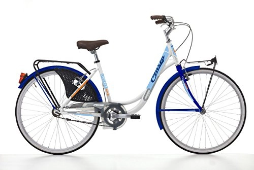 Biciclette da città : Cicli Cinzia Bicicletta 26" Citybike Liberty Donna, Senza Cambio, V-Brake Alluminio, Bianco / Blu