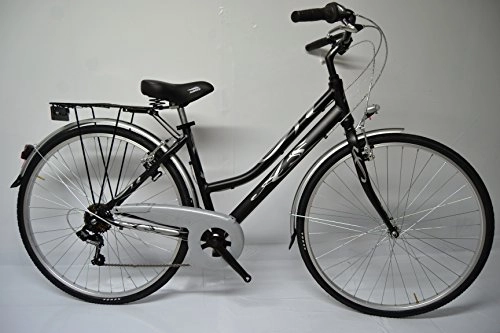 Biciclette da città : Cicli Ferrareis Bici da Donna Bicicletta da Donna in Alluminio 6v Nero e Grigio
