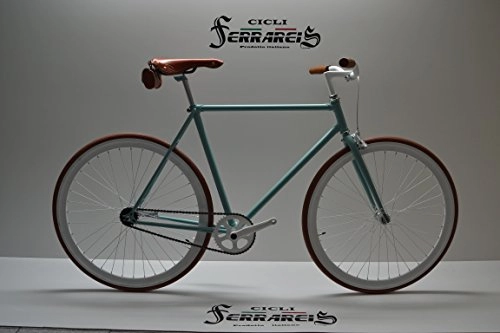 Biciclette da città : Cicli Ferrareis Fixed Bike Bici Scatto Fisso Bicicletta Single Speed Verde Marrone Personalizzabile