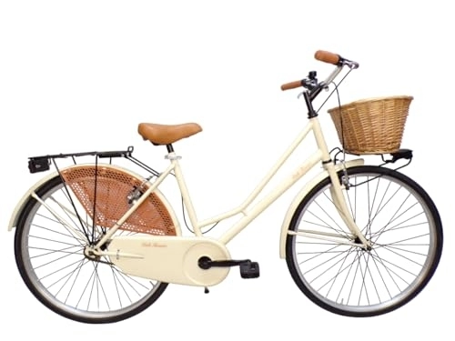 Biciclette da città : Cicli Tessari - bicicletta donna da città bici da passeggio classica stile retro' vintage olanda 26 colore panna cesto vimini