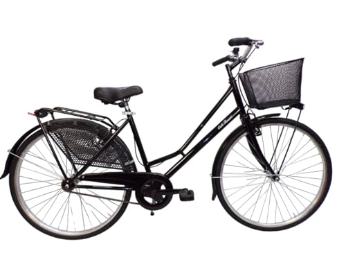 Biciclette da città : Cicli Tessari - bicicletta donna da città bici da passeggio olandese 26 city bike con cesto nera