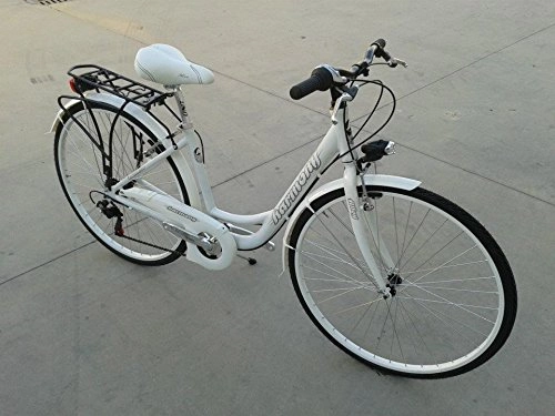 Biciclette da città : City Bike 28 Donna in Alluminio 6v Bianca e Nera Personalizzabile