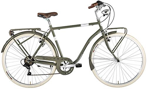 Biciclette da città : City bike VIAGGIO Alpina da uomo, 28" e telaio in acciaio con congiunzioni 55 cm Verde Oliva