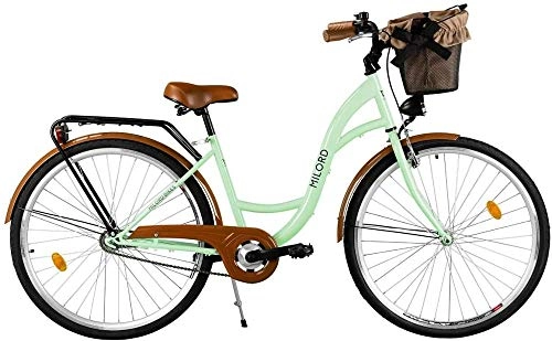 Biciclette da città : Comoda Bicicletta Bicicletta da Donna Bicicletta 3 velocit Verde Menta 26 Pollici con Staffa Posteriore