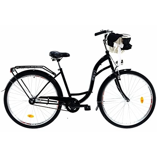 Biciclette da città : Davi Lila Premium Bici da Donna, 160-185 cm altezza, Bicicletta Bici Citybike Donna Vintage Retro, Luce Bici, 1 marcia, City Bike da Donna, Bici da Donna, Bici da Città (Nero)
