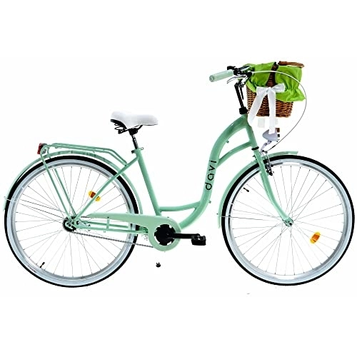 Biciclette da città : Davi Lila Premium Bici da Donna, 160-185 cm altezza, Bicicletta Bici Citybike Donna Vintage Retro, Luce Bici, 1 marcia, City Bike da Donna, Bici da Donna, Bici da Città (Verde)
