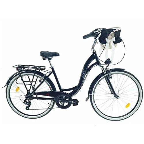 Biciclette da città : Davi Maria Premium Bike in alluminio 160-185 cm altezza, Bicicletta Bici Citybike Donna Vintage Retro, Luce Bici, 7 marce, City Bike da Donna, Bici da Donna, Bici da Città (Nero)