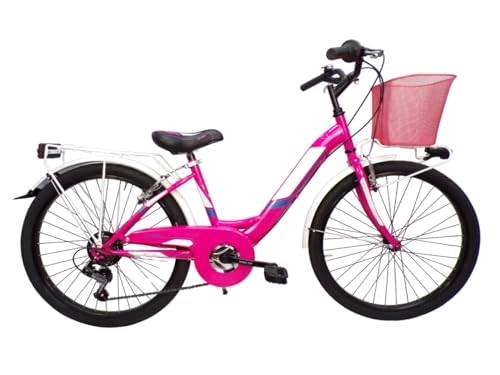 Biciclette da città : Daytona bicicletta da bambina bici 24 city bike per anni 9, 10, 11, 12. (rosa)