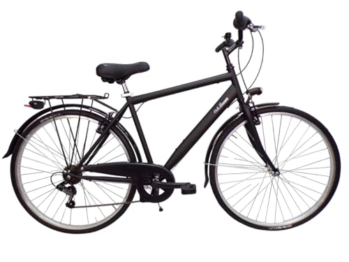 Biciclette da città : Daytona bicicletta uomo bici da passeggio city bike trekking 28 shimano 6 velocita' (nero)