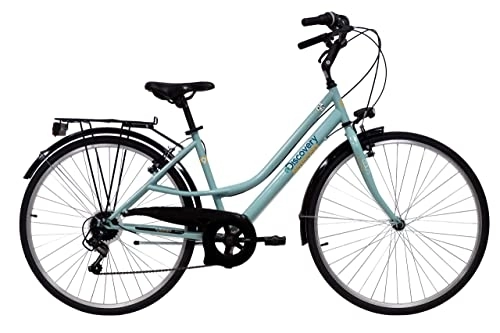 Biciclette da città : Discovery 28 Acciaio Donna, Bici Trekking Manhattan 28'' Cambio Shimano 6 velocità Colore verdino K500