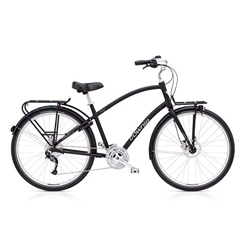 Biciclette da città : Electra Townie Commute 27D EQ Herren Fahrrad 28 Zoll Beach Cruiser Rad Beleuchtung, 55931, Design Schwarz - Black Satin