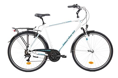 Biciclette da città : F.lli Schiano Voyager, Bici Trekking Uomo, Bianco-Blu, 28