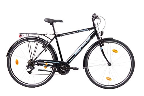 Biciclette da città : F.lli Schiano Voyager, Bici Trekking Uomo, Nero-Blu, 28