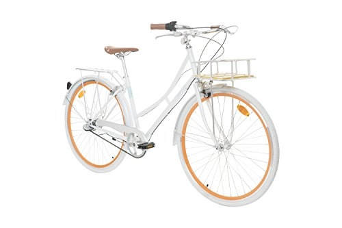 Biciclette da città : Fabric City - Bicicletta di Città con Cestino, Interno 3 velocità, Donna City Bike (White Whitechapel Deluxe)