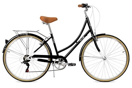 Biciclette da città : FabricBike Step City Bicicletta Vintage da Donna Retro Citybike, 7 Velocitá, ruota da 28" (Black)