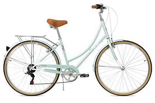 Biciclette da città : FabricBike Step City Bicicletta Vintage da Donna Retro Citybike, 7 Velocitá, Ruota da 28" (Green Mint)