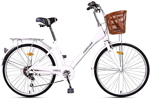 Biciclette da città : FEE-ZC Bicicletta da pendolare a 6 velocità da 24 Pollici Universale City Bike per Adulti Unisex