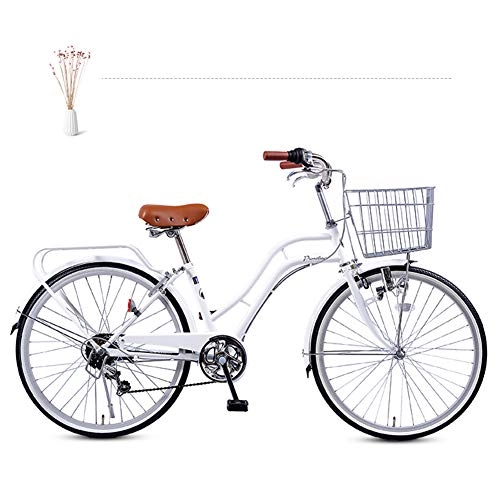 Biciclette da città : GHH Bicicletta Bambina Bike da Città Donna Telaio Vintage Shimano 6 Marce, Adatto a Lavoro / Viaggio / Shopping, Bianca