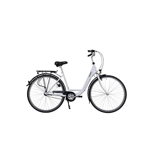 Biciclette da città : HAWK City Wave Premium - Bicicletta da donna da 26 pollici, colore bianco, con robusto cambio Shimano Nexus a 3 marce, un ingresso profondo e impugnature ergonomiche