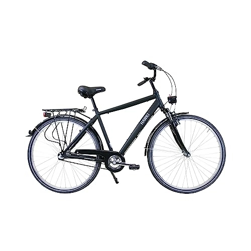 Biciclette da città : HAWK Citytrek Gent Premium Bicicletta da uomo 28 pollici, leggera da uomo, con telaio in alluminio e cambio Shimano a 3 marce, bicicletta da trekking, colore nero