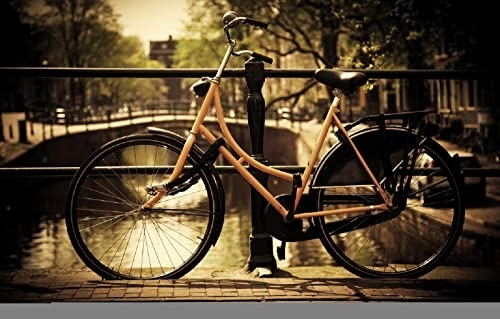 Biciclette da città : LHJOYSP mini puzzle adulti 1000 pezzi Recinto della bicicletta del ponte della città Amsterdam Paesi Bassi 75x50cm