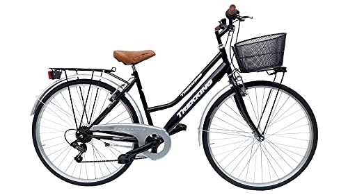 Biciclette da città : MADICKS Bicicletta Donna da Passeggio Olanda Misura 28 Bici da città Vintage retrò con Cestino Nero Con Cambio