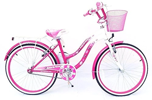 Biciclette da città : Mario Schiano 3875 24" Butterfly 01V. Bici per Bambina, Bianco, Multi Color