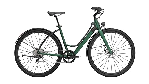 Biciclette da città : milanobike SAUDADE city bike elettrica leggera e-Bike 3 velocita con FRAMEBLOCK e FRAMECARE (S / M, Verde)