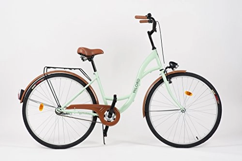 Biciclette da città : Milord. 2018 City Comfort Bike, da donna, stile olandese con portapacchi posteriore, 1 velocità, menta, 28"