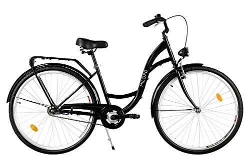Biciclette da città : Milord. 2018 Comfort Bike, Bicicletta da Città Donna, 3 velocità, Nero, 28