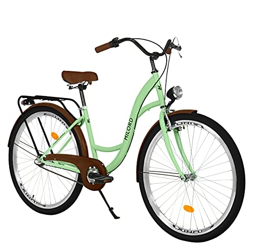 Biciclette da città : Milord Bikes MILORD. 2018 Comfort con supporto schiena, Holland Bicicletta, bicicletta da donna, a 3 marce, Menta Verde, 28 pollici