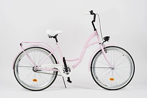 Biciclette da città : Milord City Comfort Bike 2018 - Bicicletta da donna stile olandese con portapacchi posteriore, 3 velocità, colore: Rosa