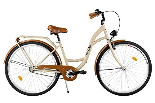 Biciclette da città : Milord. Comfort Bike, Bicicletta da Città Donna, 3 velocità, Marrone, 28