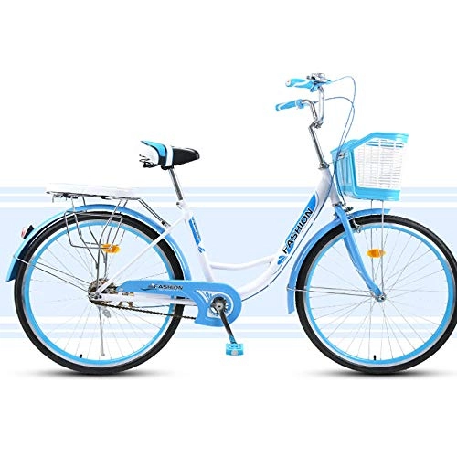Biciclette da città : MOBDY Bicicletta da pendolare LightweigTravel Donna Adulto Vintage retr Citt Studente Uomo Bicicletta Singola velocit New-Blue_24inch