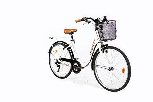 Biciclette da città : Moma Bikes, Bicicletta Passeggio Citybike Shimano; alluminio, 18 Velocità, Ruota Da 26", Bianco