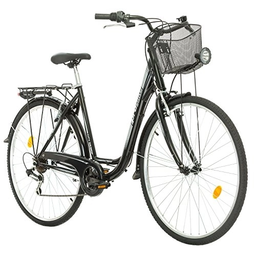 Biciclette da città : Multibrand, PROBIKE CITY 28, 28 pollici, 510mm, Comfort City Bike, Unisex, Parafango anteriore e posteriore, Cesta, 7 velocità Shimano, Nero (Nero)