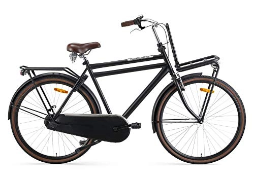 Biciclette da città : POPAL - Bicicletta olandese da uomo, 28 pollici, Daily Dutch Basic+ 3 marce, colore nero, 50 cm