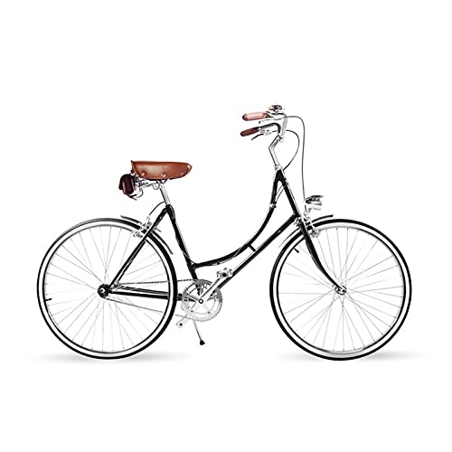 Biciclette da città : QILIYING Cruiser Bike Retro Custom Ladies Single Speed Bike Ladies Tempo Libero Bike (Colore: Nero, Taglia : 1)